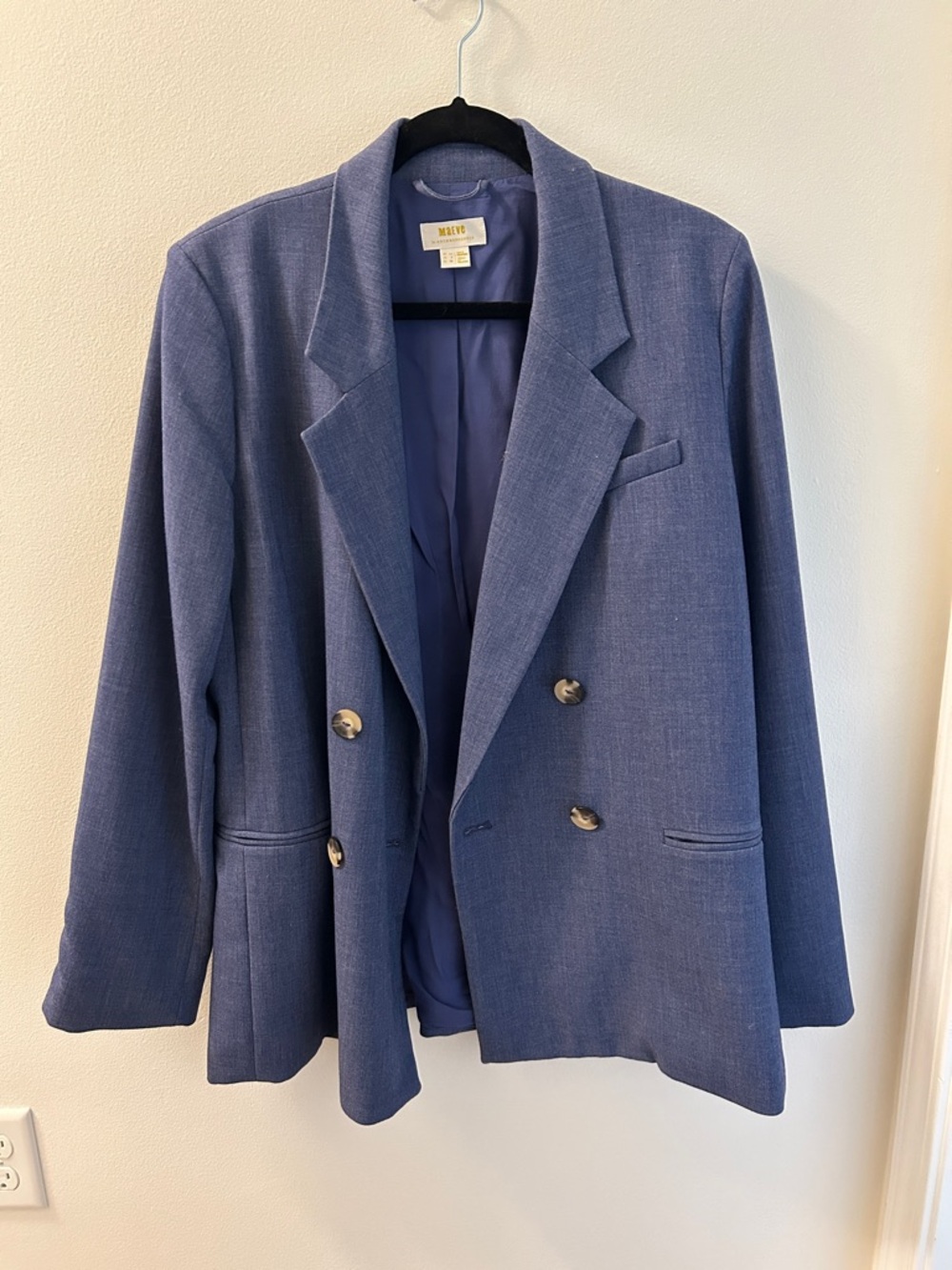 Maeve by Anthropologie Light Blue Double-Breasted Blazer